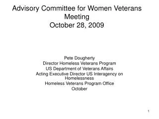 Advisory Committee for Women Veterans Meeting October 28, 2009