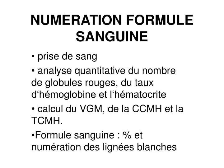 numeration formule sanguine