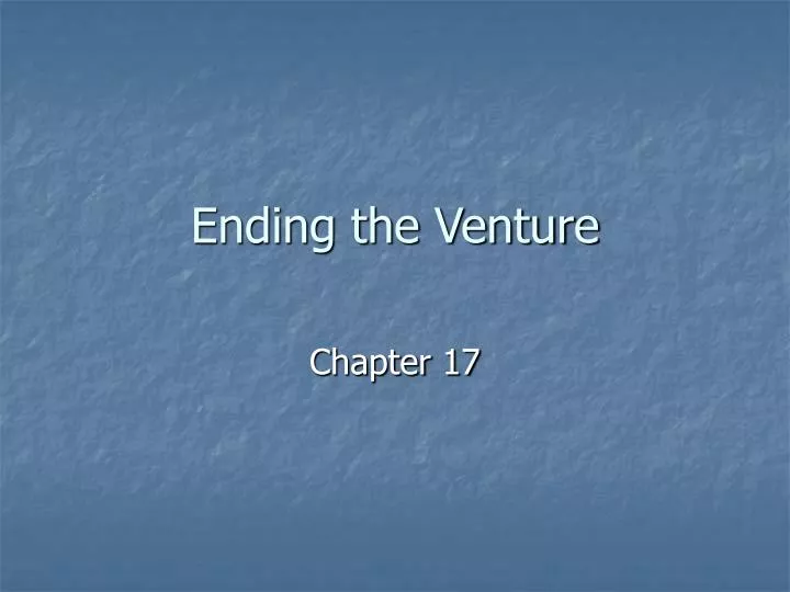 ending the venture