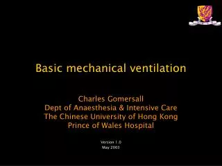 Basic mechanical ventilation