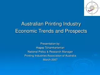 Australian Printing Industry Economic Trends and Prospects