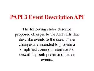 PAPI 3 Event Description API