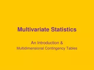 Multivariate Statistics