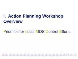 I. Action Planning Workshop Overview P riorities for L ocal A IDS C ontrol E fforts