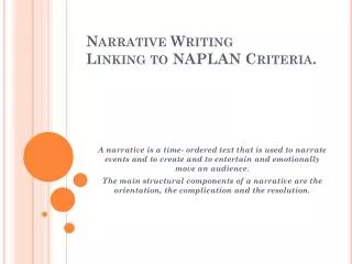 Narrative Writing Linking to NAPLAN Criteria.