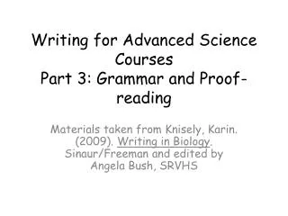 Writing for Advanced Science Courses Part 3: Grammar and Proof-reading