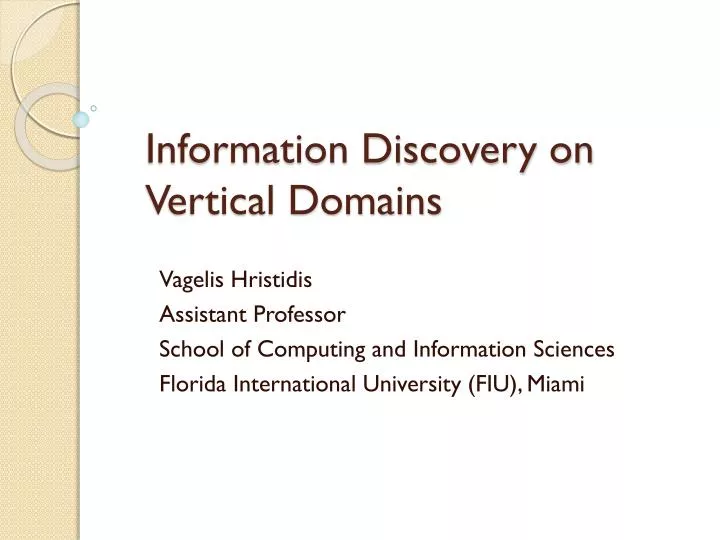 information discovery on vertical domains