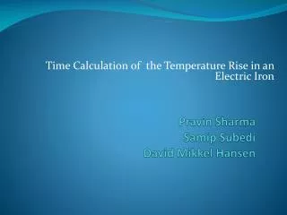 Time Calculation of the Temperature Rise in an Electric Iron