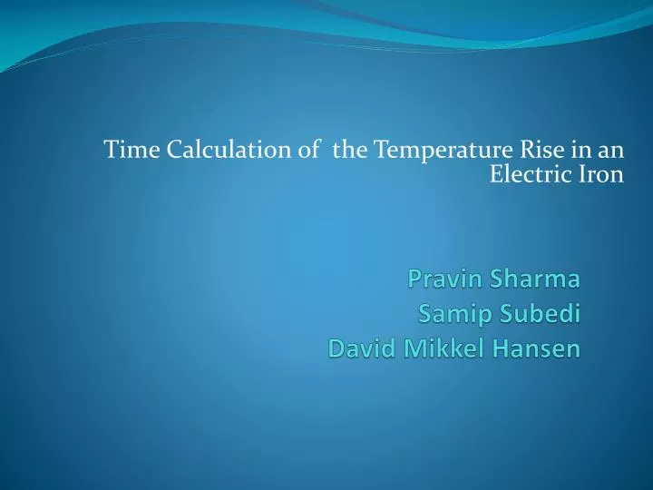 time calculation of the temperature rise in an electric iron