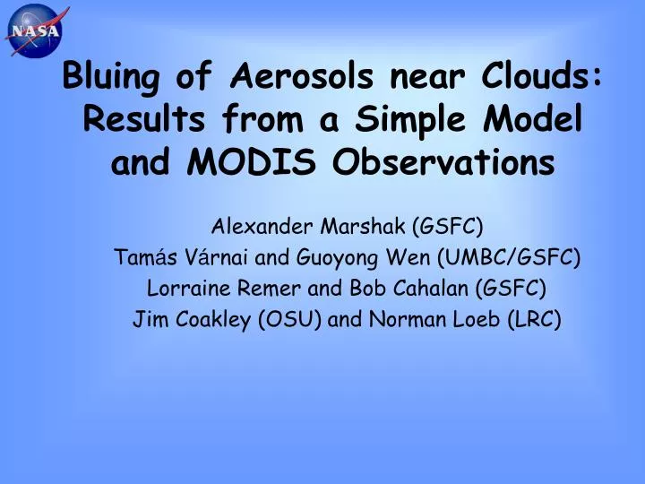 bluing of aerosols near clouds results from a simple model and modis observations
