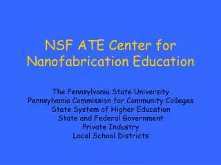 NSF ATE Center for Nanofabrication Education