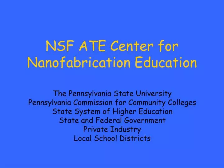 nsf ate center for nanofabrication education