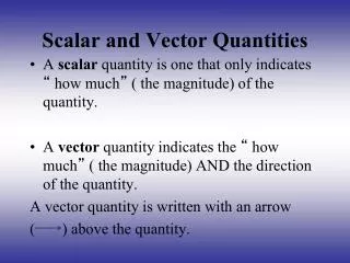 Scalar and Vector Quantities