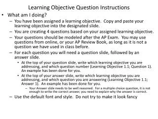 Learning Objective Question Instructions