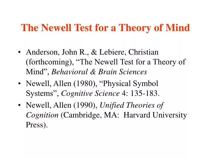 the newell test for a theory of mind