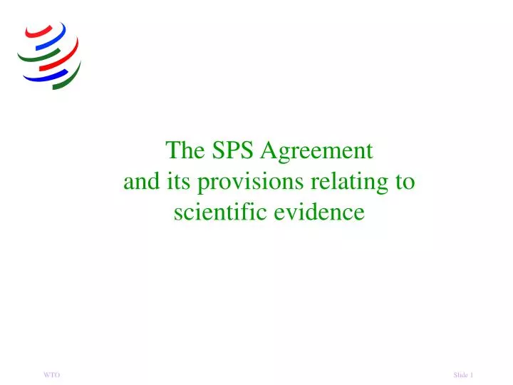 the sps agreement and its provisions relating to scientific evidence
