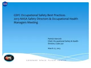 GSFC Occupational Safety Best Practices