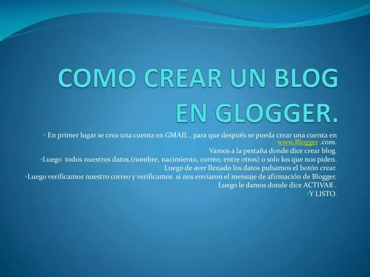 como crear un blog en glogger