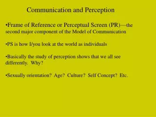 Communication and Perception