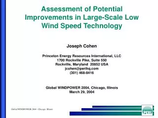Assessment of Potential Improvements in Large-Scale Low Wind Speed Technology