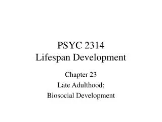 PSYC 2314 Lifespan Development