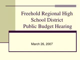 Freehold Regional High School District Public Budget Hearing