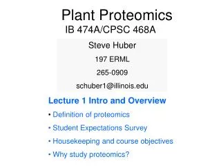Plant Proteomics IB 474A/CPSC 468A