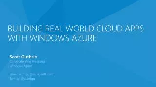 Building Real World Cloud apps with Windows Azure