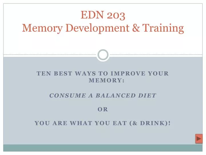 edn 203 memory development training