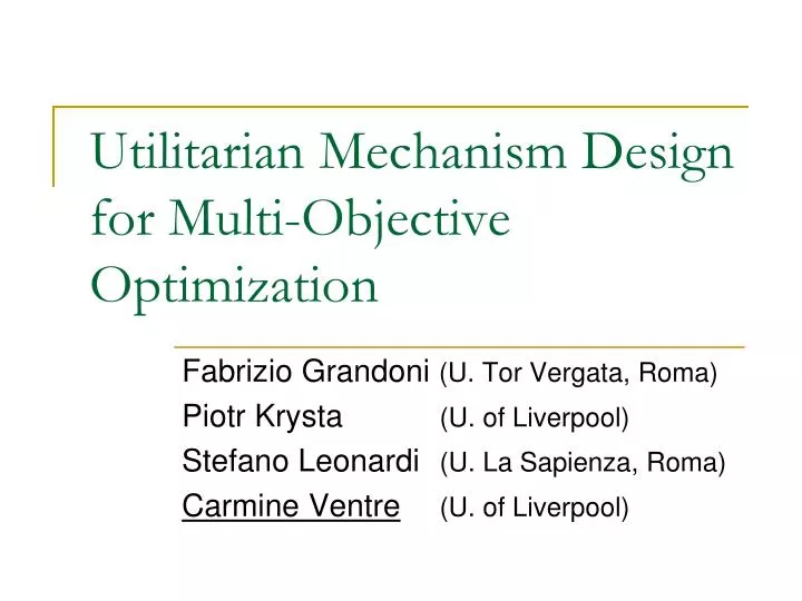 utilitarian mechanism design for multi objective optimization