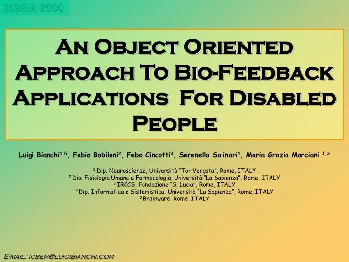 an object oriented approach to bio feedback applications for disabled people