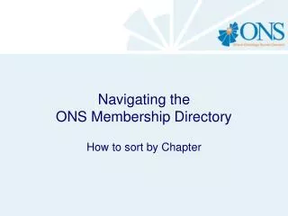 Navigating the ONS Membership Directory