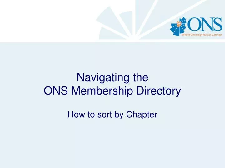 navigating the ons membership directory