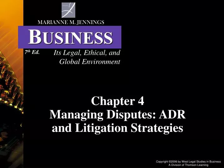 chapter 4 managing disputes adr and litigation strategies
