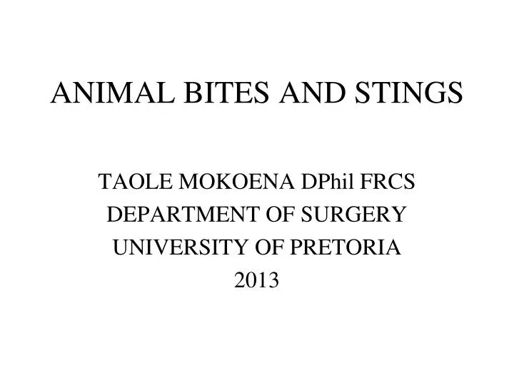 animal bites and stings