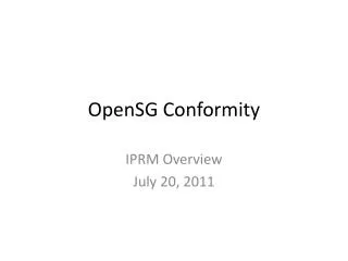 OpenSG Conformity