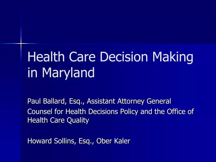 health care decision making in maryland