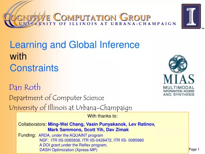 learning and global inference with constraints