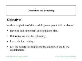 orientation and retraining