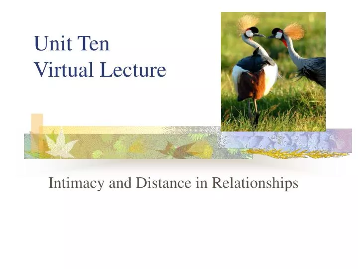 unit ten virtual lecture