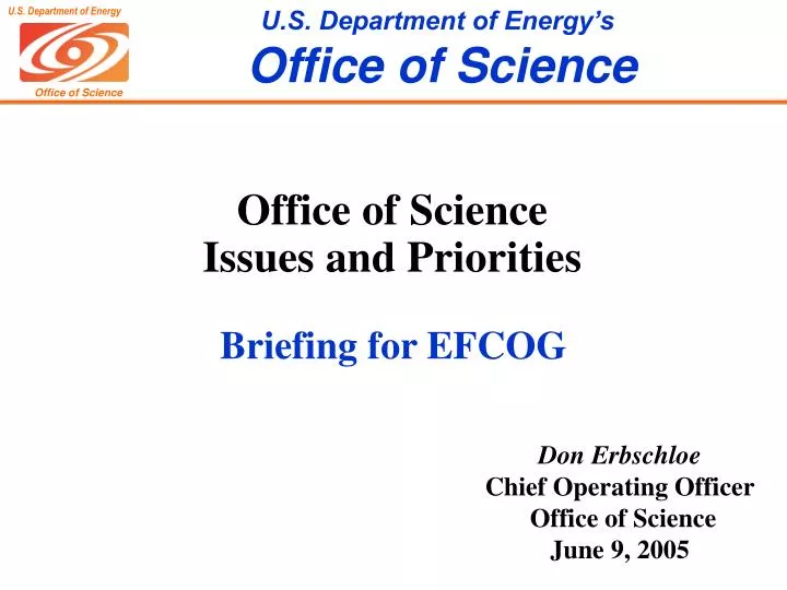 office of science issues and priorities