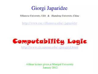 Computability Logic cis.upenn/~giorgi/cl.html