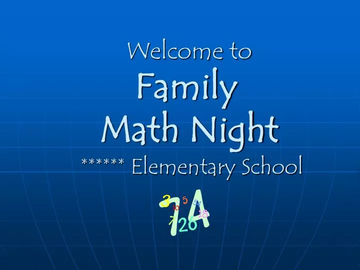 welcome to family math night elementary school