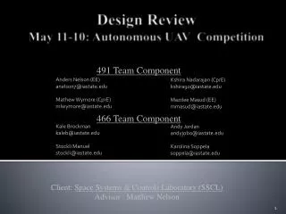 Design Review May 11-10: Autonomous UAV Competitio n