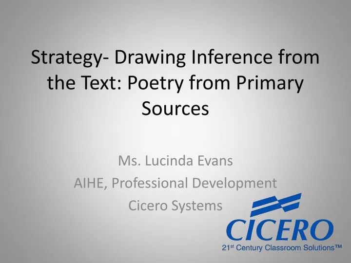 strategy drawing inference from the text poetry from primary sources