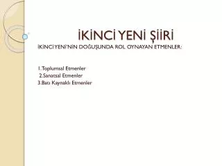 İKİNCİ YENİ ŞİİRİ