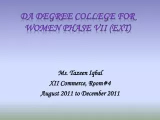 DA Degree College for Women Phase VII (Ext)