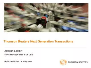 Thomson Reuters Next Generation Transactions