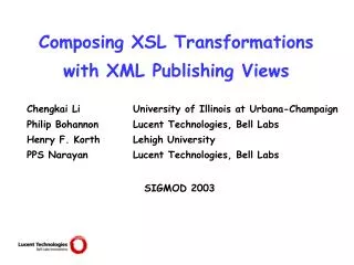 Composing XSL Transformations with XML Publishing Views