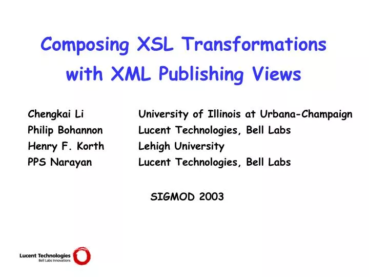 composing xsl transformations with xml publishing views